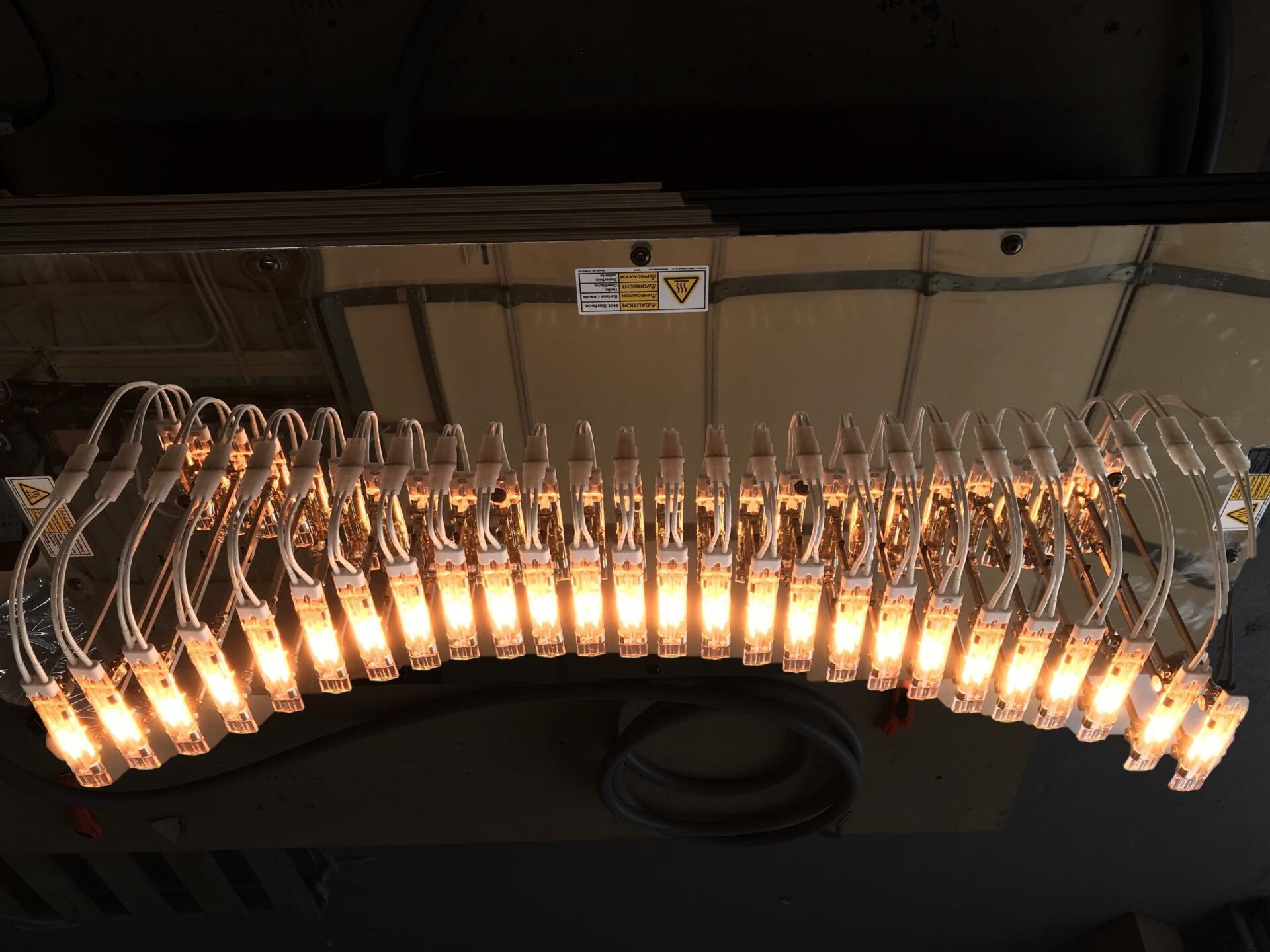 a series of connected infrared lamps built by Fannon for a custom order